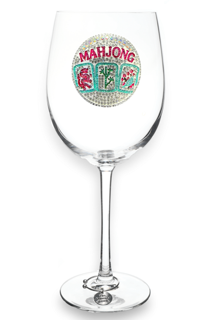 Mahjong Jeweled Stemmed Wine Glass