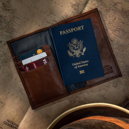 Mission Mercantile Leather Goods Benjamin Leather Passport Holder Wallet - Hickory