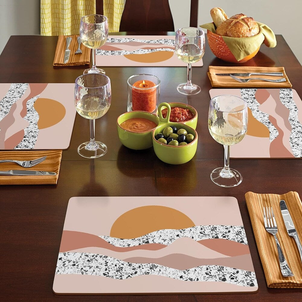 CounterArt Mohave Terrazzo Sunrise Hardboard Cork-Back Placemats