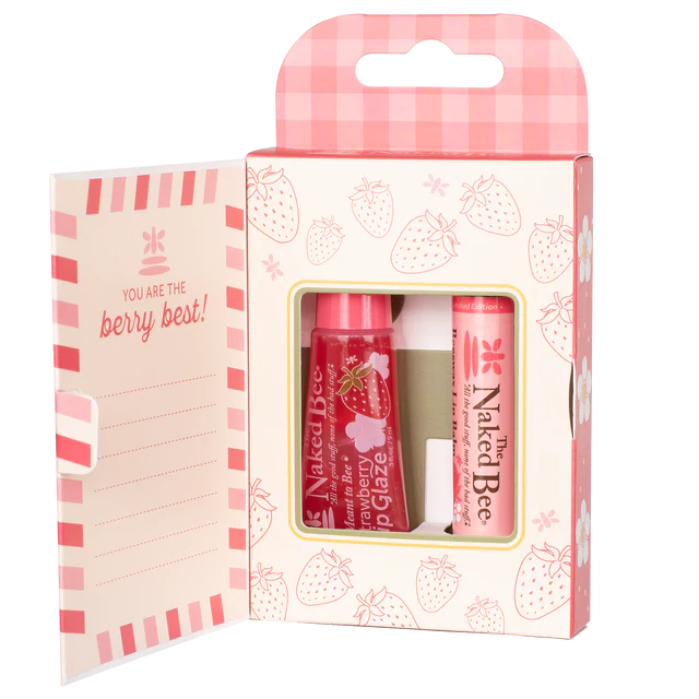 The Naked Bee Strawberry Lip Care Duo