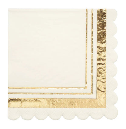 Gold & White Cocktail Napkin