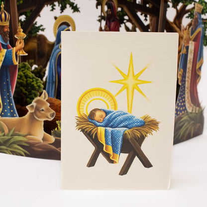 Christmas Starlit Nativity Pop-Up Bouquet Blank Greeting Card