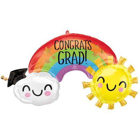 Congrats Grad! Rainbow, Cloud and Sun Balloon