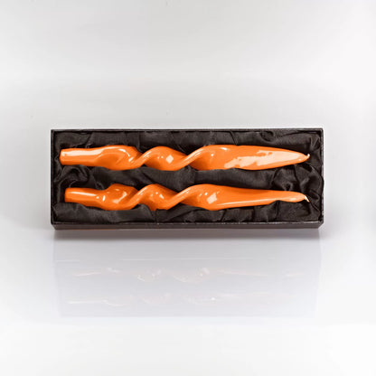 Luxury Twist Taper Candle- Orange Set of 2