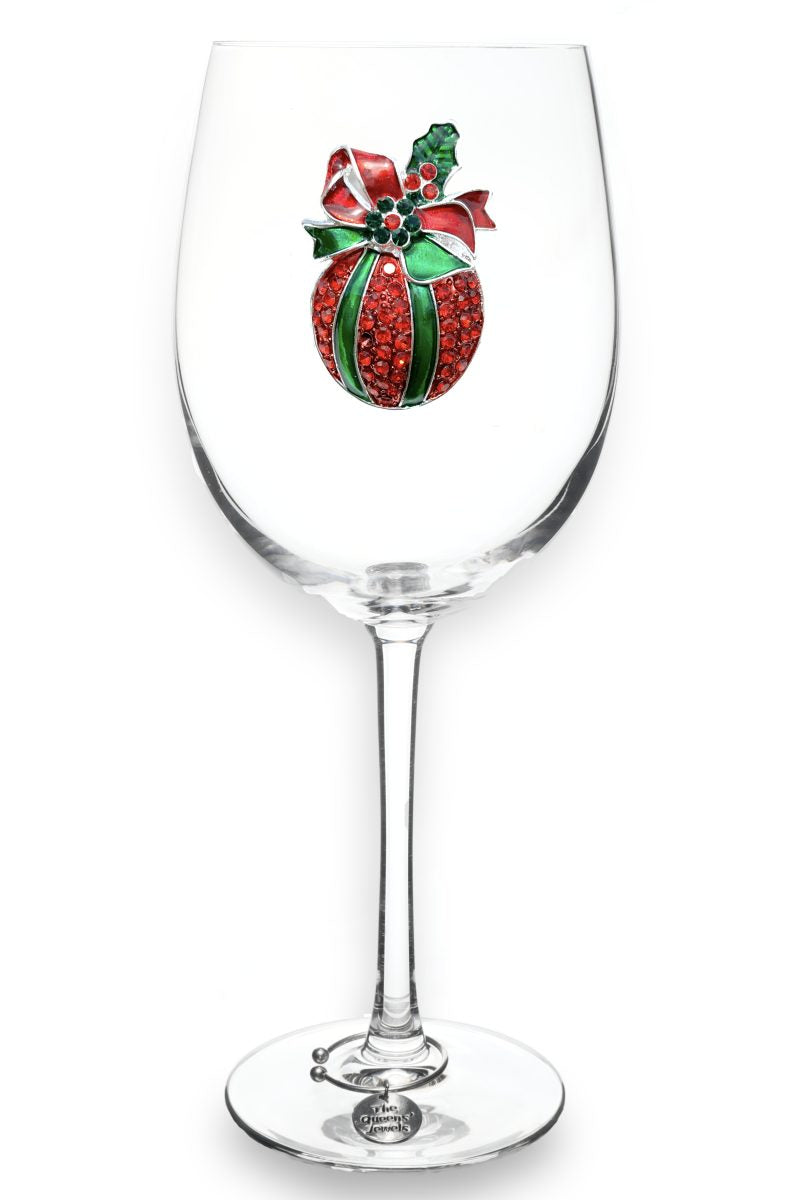 Christmas Ornament Jeweled Stemmed Wine Glass