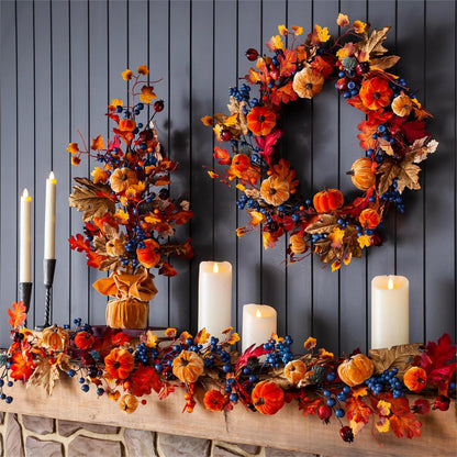 Harvest Blossom Pumpkin Wreath