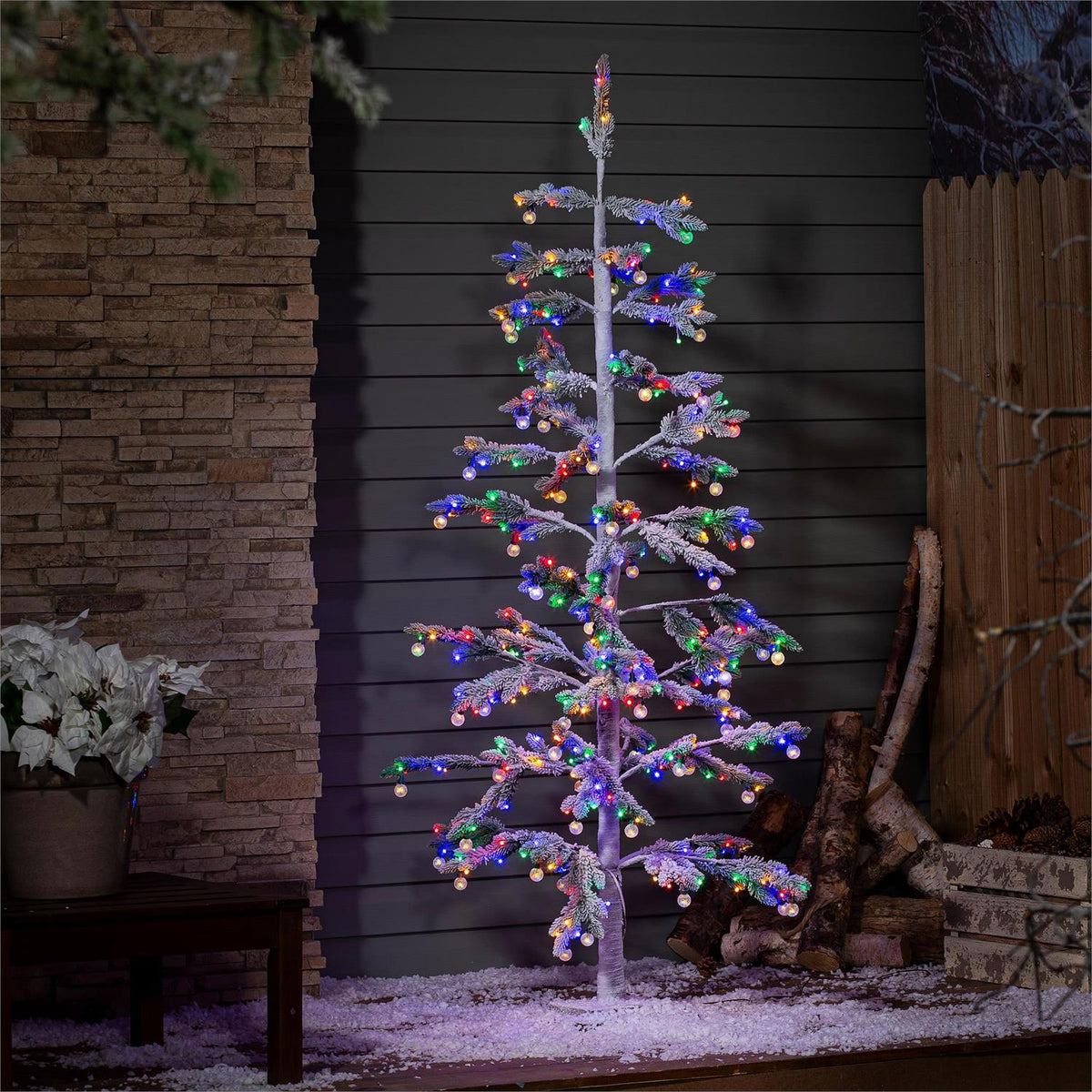 Twas the Night Frosted Tree with Globe Lights