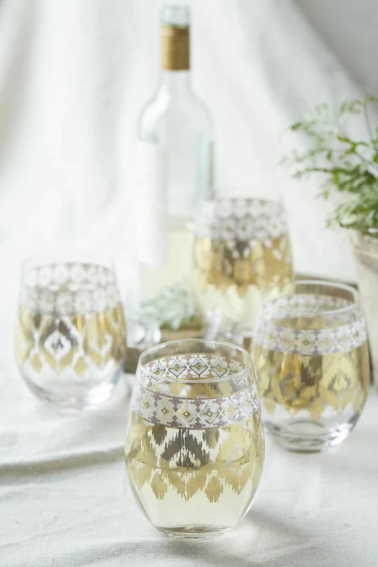 Patina Vie White Twist Stemless Wine Glass