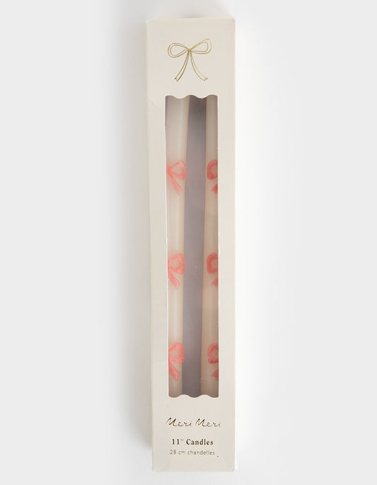 Pink Bow Taper Candles