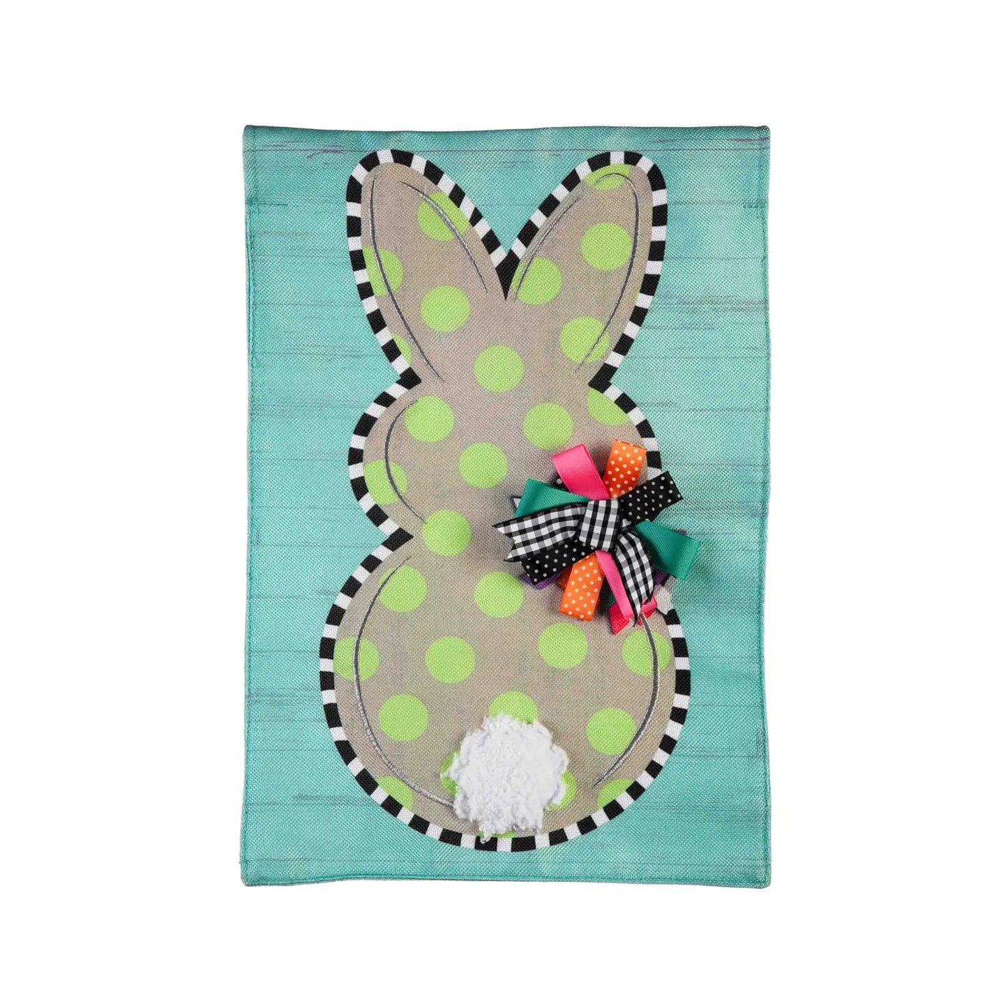 Polka Dot Bunny Garden Burlap Flag