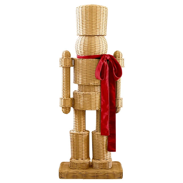 All Weather Rattan Nutcracker - Red Ribbon