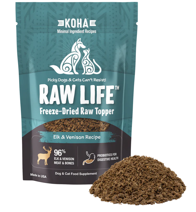 Koha Dog or Cat Grain Free Raw Freeze Dried Topper Elk - 8oz.