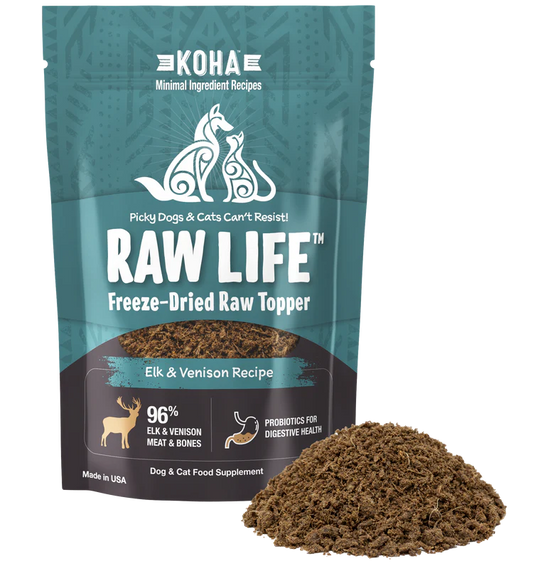 Koha Dog or Cat Grain Free Raw Freeze Dried Topper Elk - 8oz.