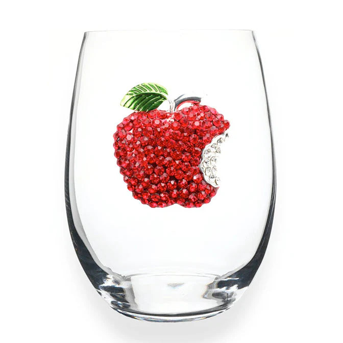 Apple Jeweled Stemless Wine Glass