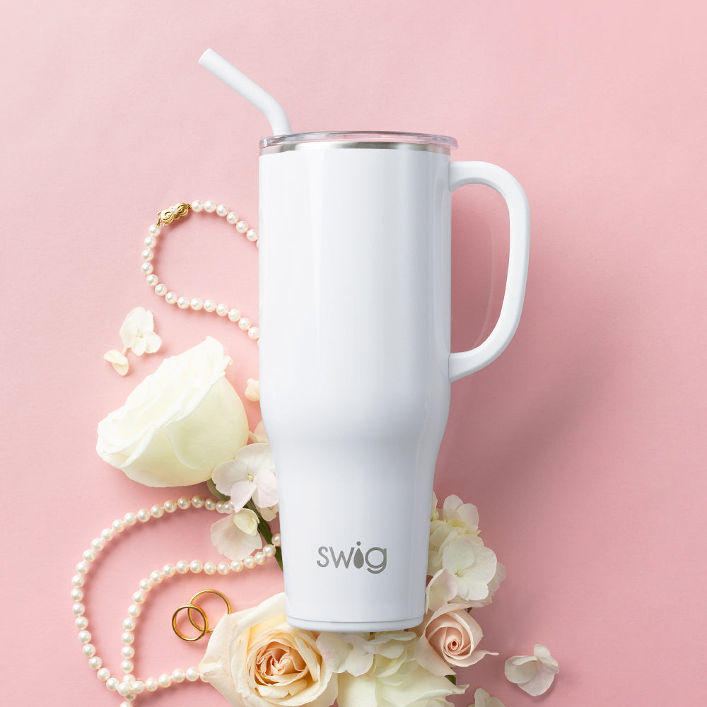 Swig Life Shimmer White Mega Mug Tumbler (40oz)