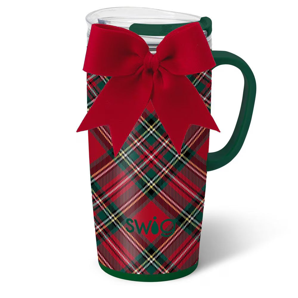 Swig Plaid Travel Mug With Bow - 22 oz.