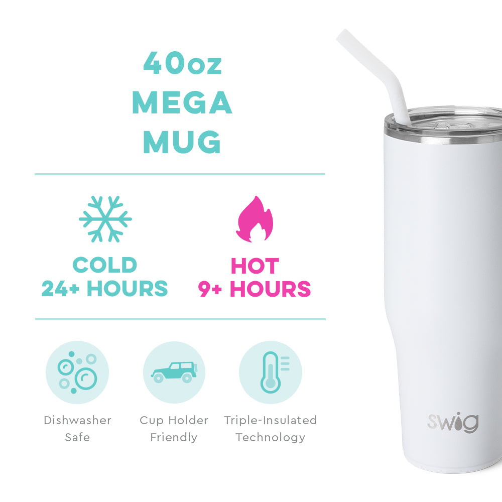 Swig Life Shimmer White Mega Mug Tumbler (40oz)
