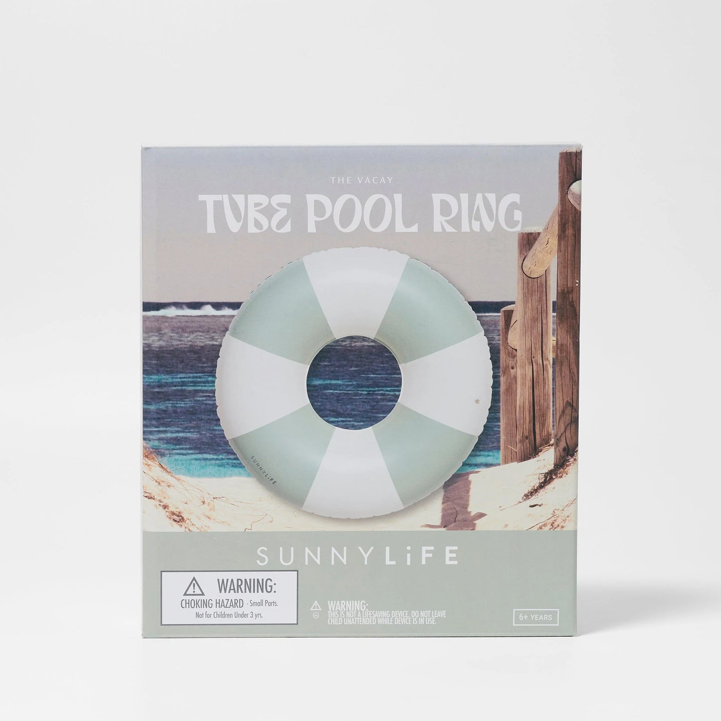 Tube Pool Ring: The Vacay in Soft Olive Stripe