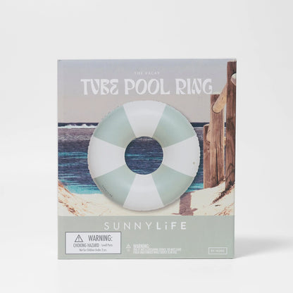 Tube Pool Ring: The Vacay in Soft Olive Stripe