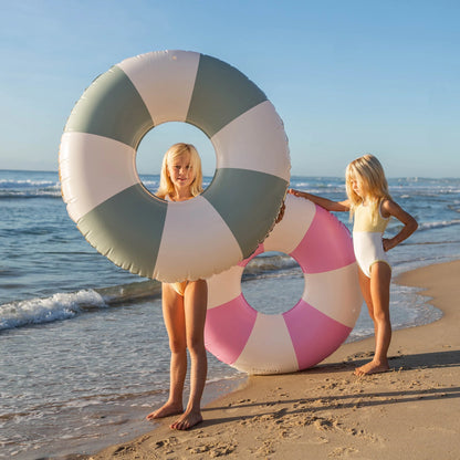 Tube Pool Ring: The Vacay in Soft Olive Stripe