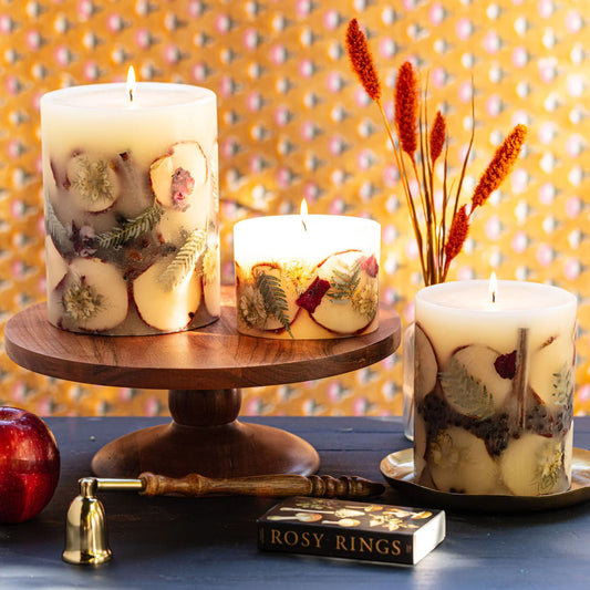 Rosy Rings Spicy Apple Medium Round Botanical Candle