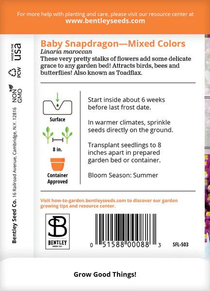 Baby Snapdragon Seed Packets