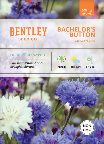 Bachelor's Button Flower Seed Packet