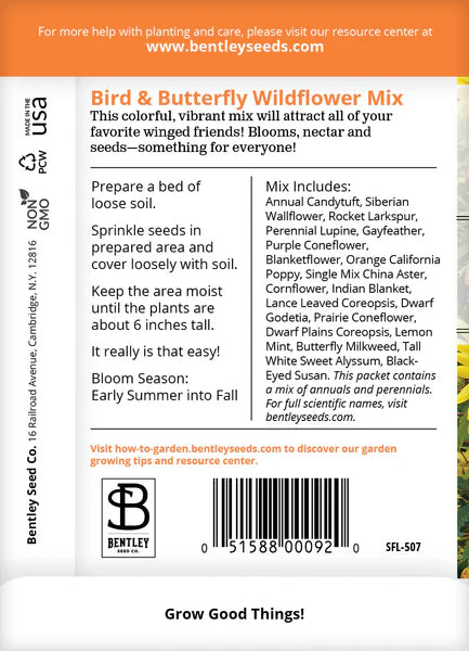 Wildflower, Bird & Butterfly Wildflower Mix Seed Packets