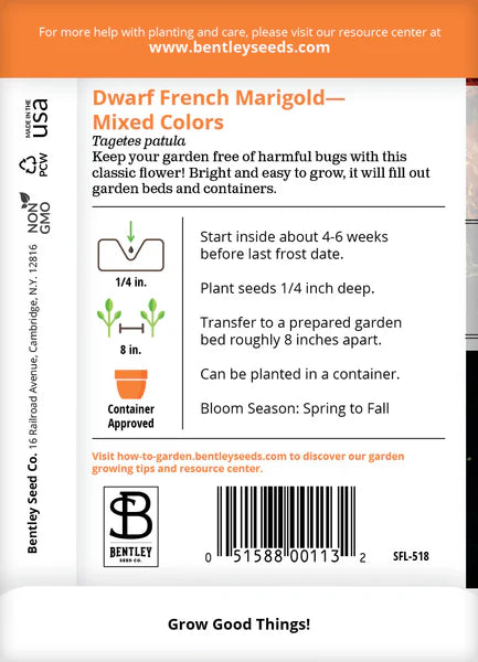 Marigold Dwarf French Mix Seed Packets