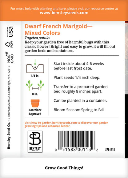 Marigold Dwarf French Mix Seed Packets