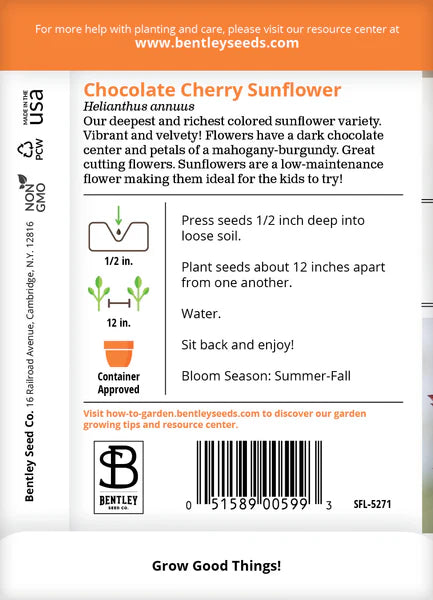 Sunflower Chocolate Cherry Seed Packets