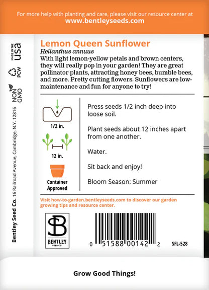 Sunflower Lemon Queen Seed Packets