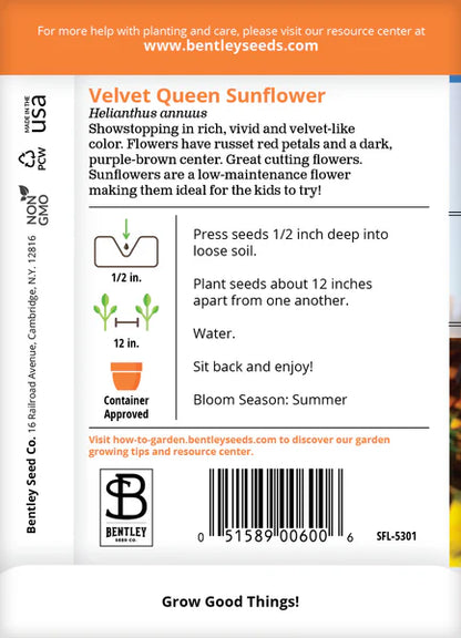 Sunflower Velvet Queen Seed Packets