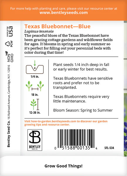 Texas Bluebonnet Seed Packets