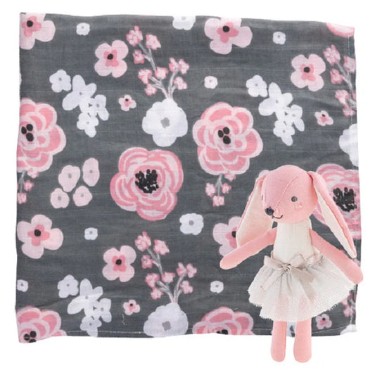 Bunny Muslin Blanket & Stuffed Animal Set