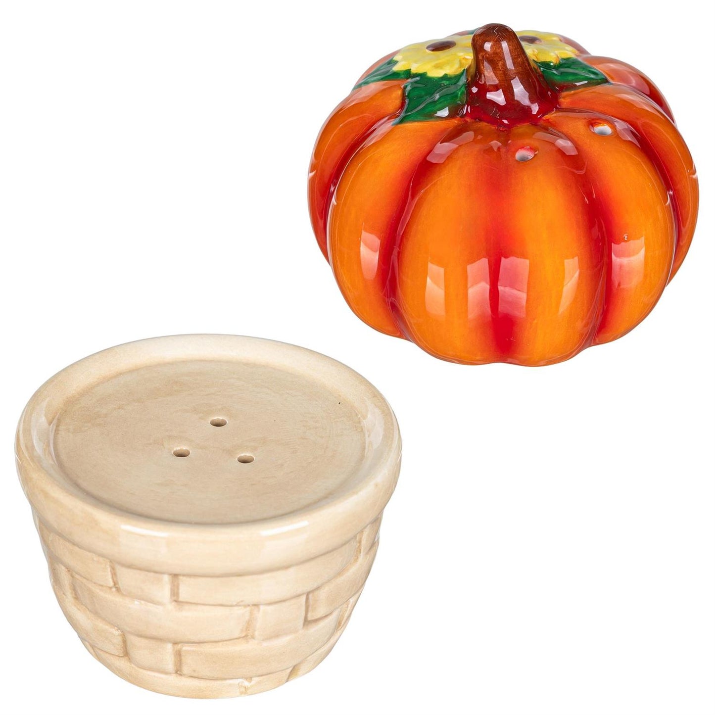 Pumpkin Basket Salt & Pepper Shaker Ceramic