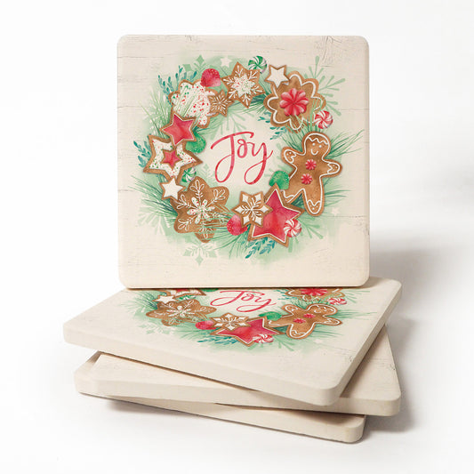 Gingerbread Joy Square Coaster Set