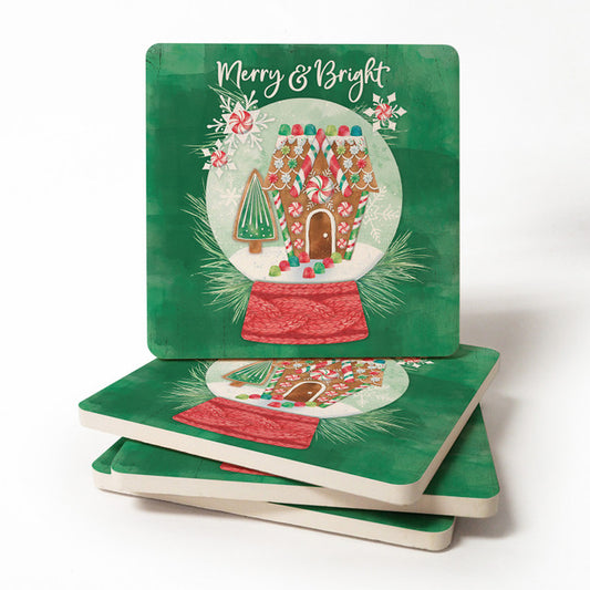 Merry & Bright Snowglobe Coaster Set