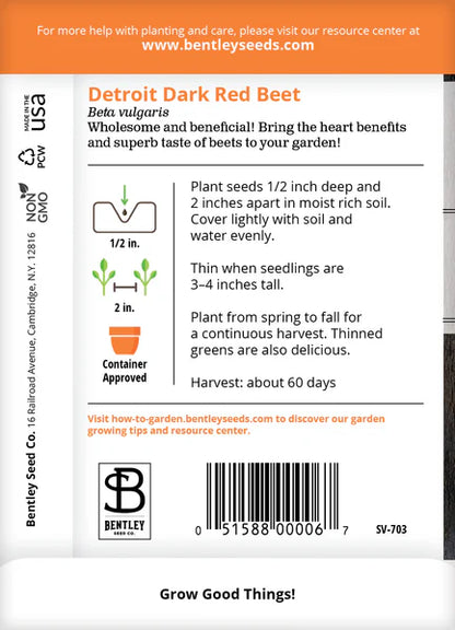 Beets- Detroit Dark Red Seed Packets