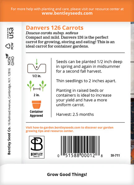 Carrot Danvers Half Long Seed Packets