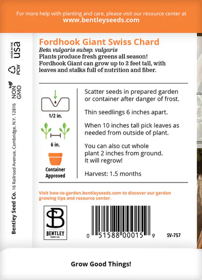 Swiss Chard- Fordhook Giant Seed Packets