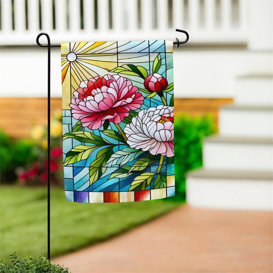 Floral Stained Glass Garden Flag