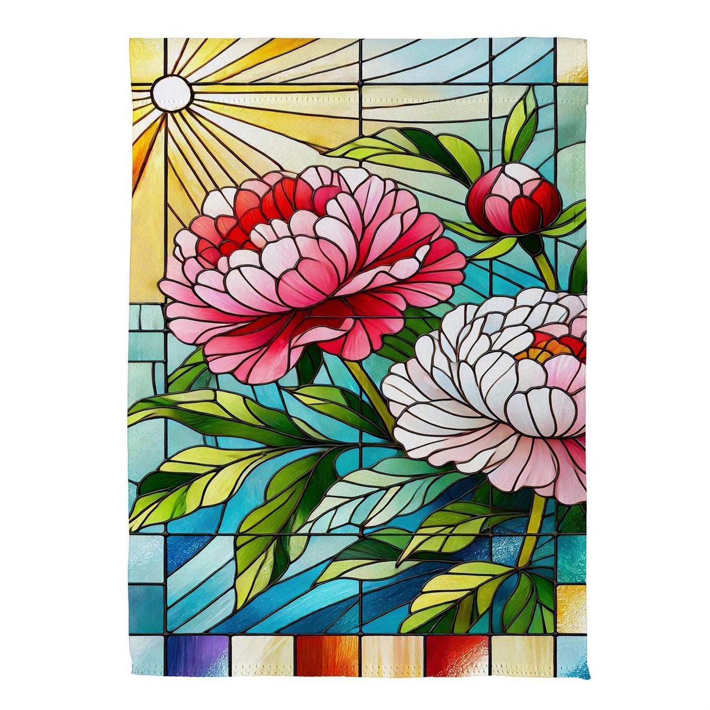 Floral Stained Glass Garden Flag