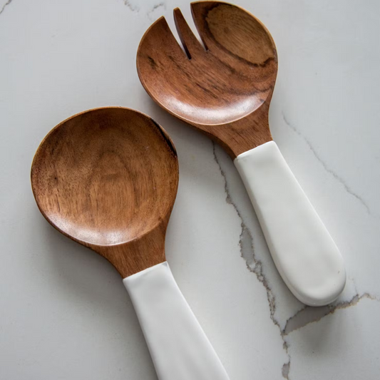 Acacia Wood Salad Servers · Wood + White