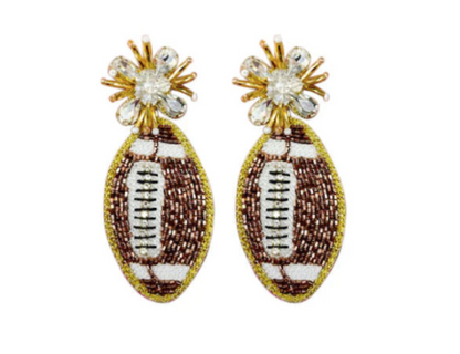 Brown Football Burst Embellished Earrings