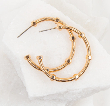 Large Silver & Gold Textured C-Hoop Earrings