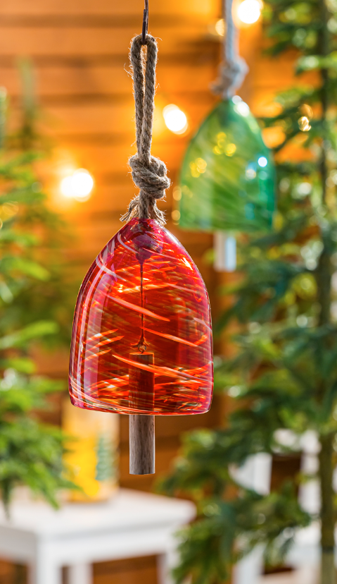 Art Glass Speckle Red Bell Chime