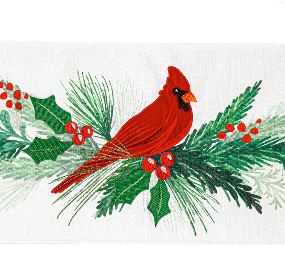 72" Fabric Cardinal Table Runner