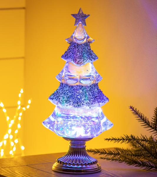 LED Tree with Glitter and RGB Lighting Table Decor - 13"