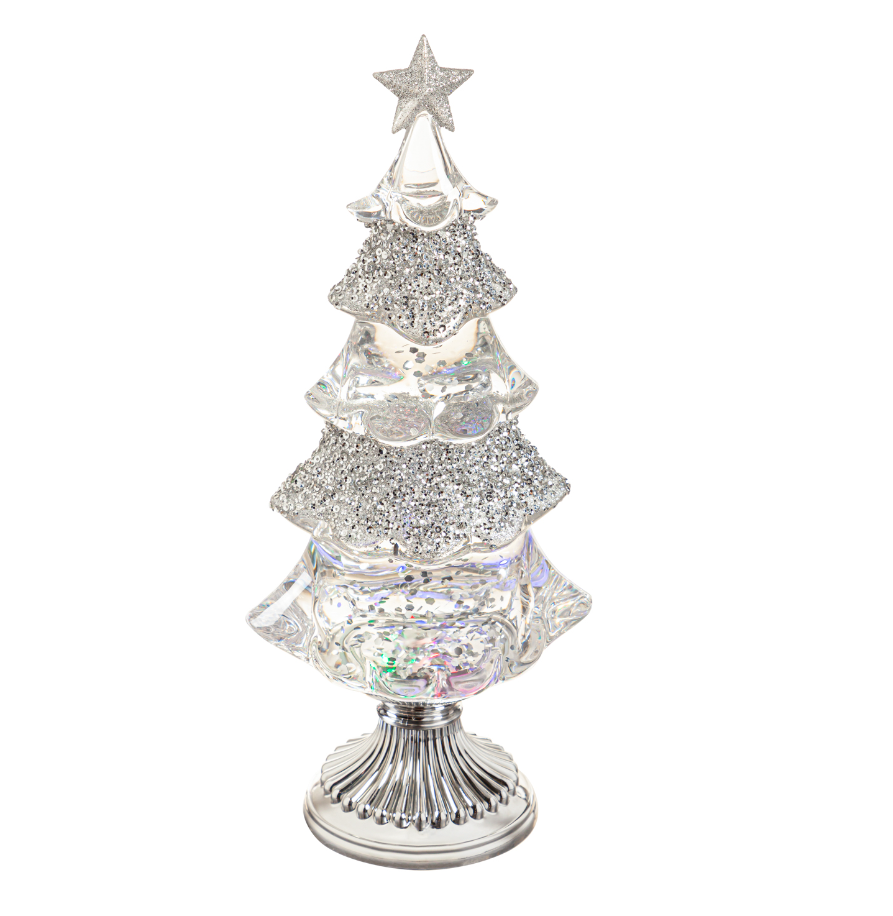 LED Tree with Glitter and RGB Lighting Table Decor - 13"